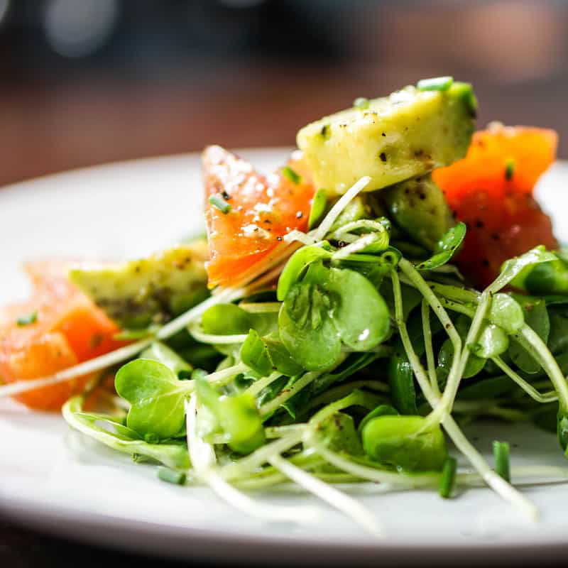 Arugula Micro Green Salad With Tomatoes And Avocado